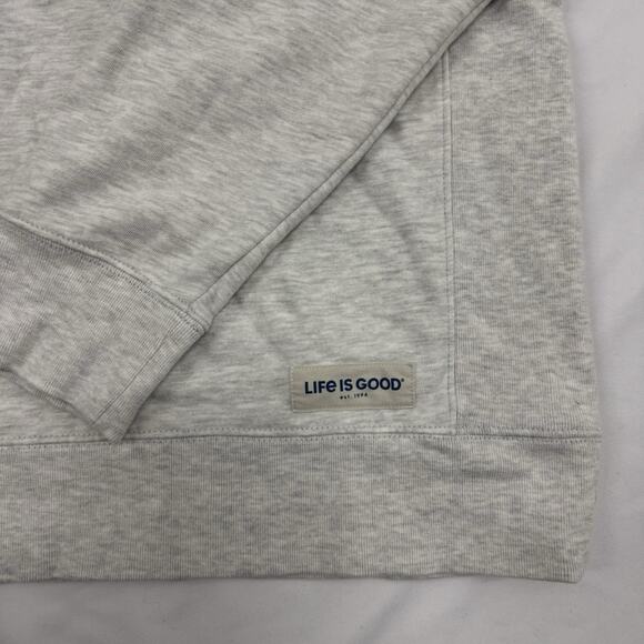 Life is Good Men's XL Sweatshirt Oversized Heavyweight Heather Gray Striped - Picture 2 of 8